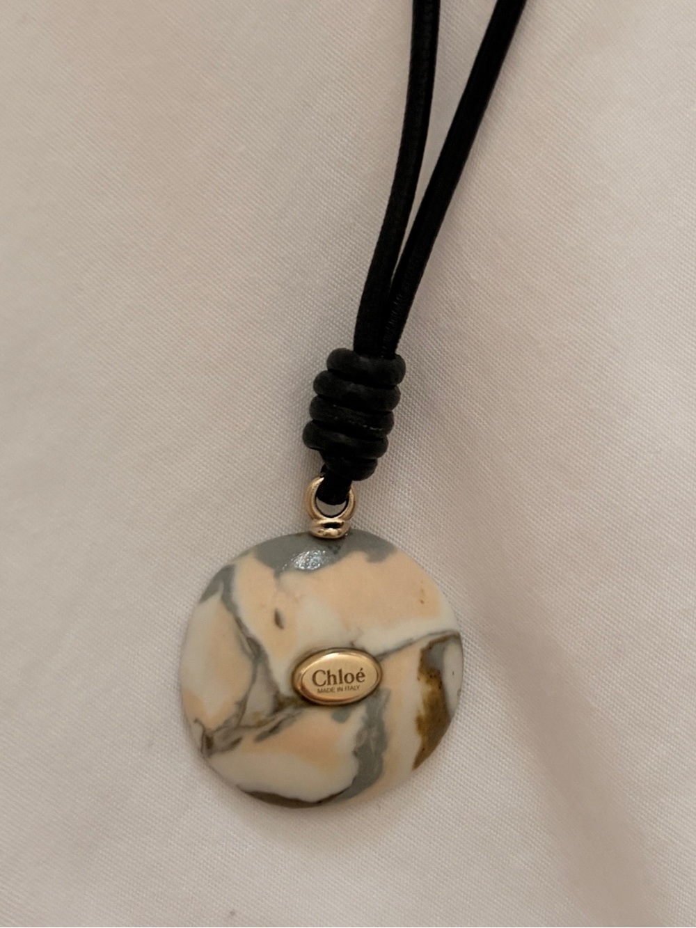 Chloe Ceramic Stone Pendant on Leather Cord Necklace - Picture 4 of 10